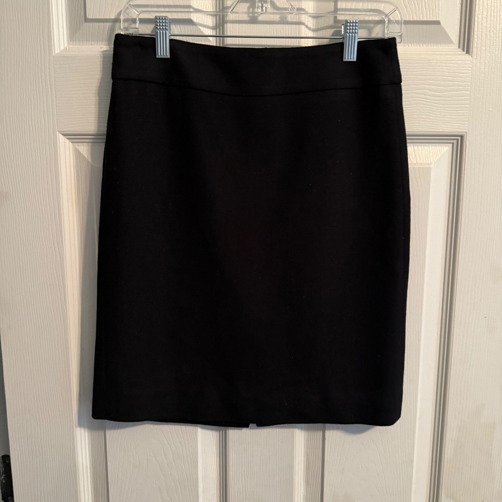 J. Crew Black Pencil Skirt Size 0 Wool Blend Office Professional Business